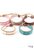 Boho Bracelet, RH Leather Wrap Bracelet, Blue White and Pink
